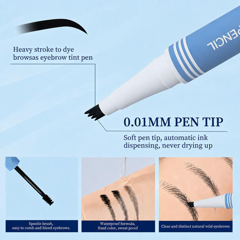 Waterproof 2-in-1 Micro-Fork Eyebrow Pen & Tinted Brow Gel 🔥