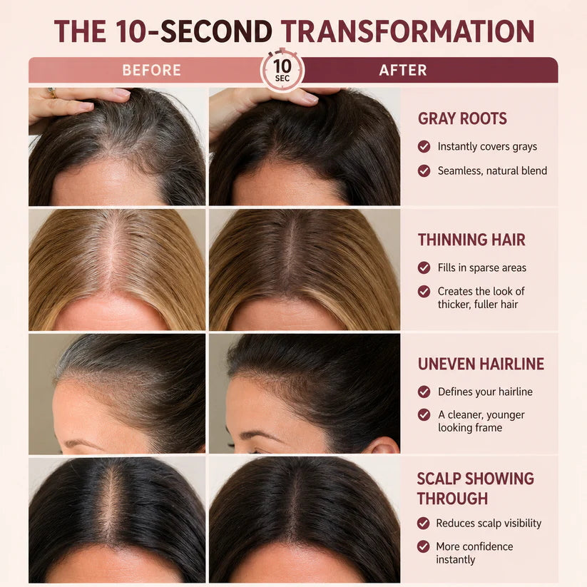 10-Second Hair Concealer Cover Grays • Fill Thin Areas • Perfect Your Hairline
