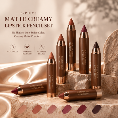 6-Piece Matte Creamy Lipstick Pencil Set