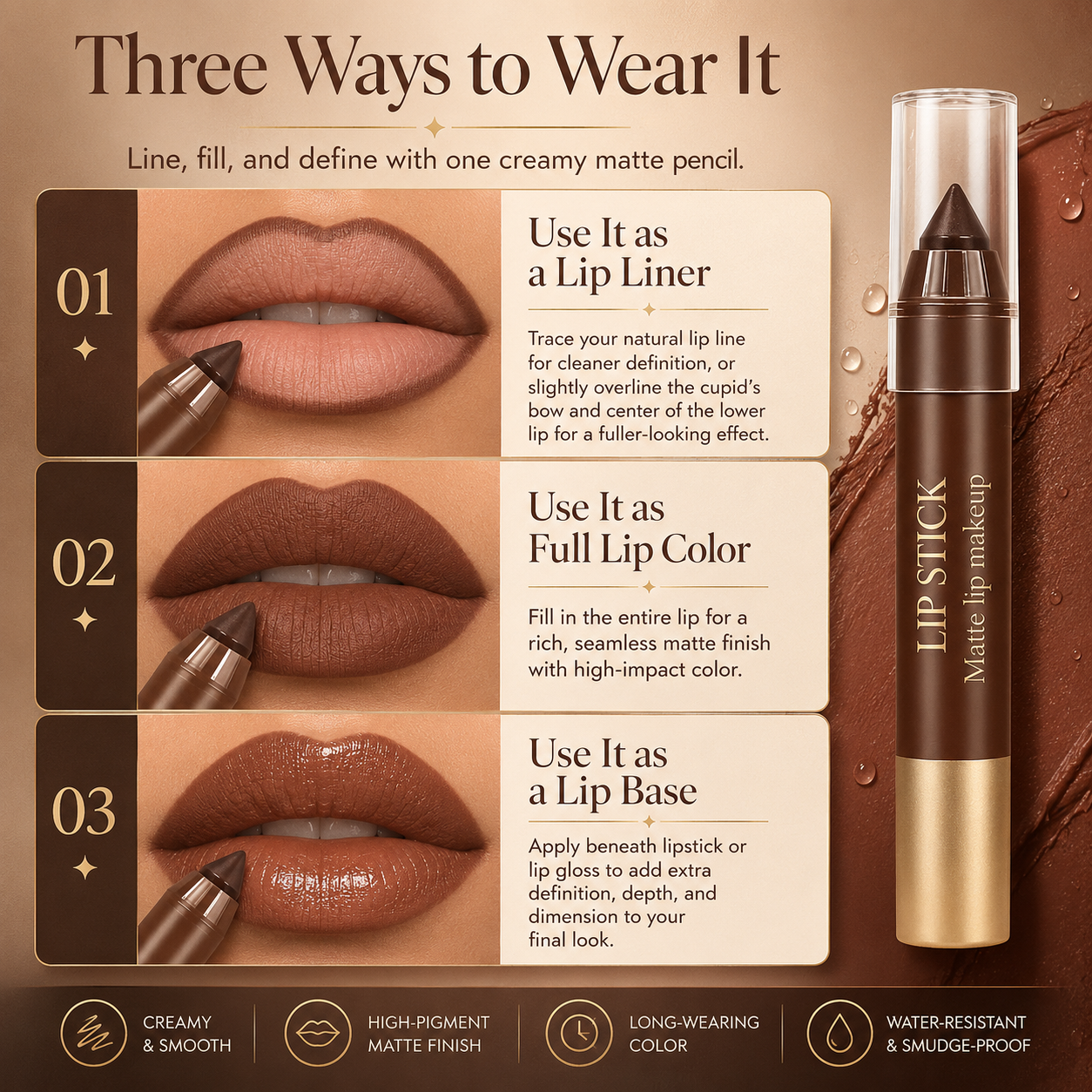 6-Piece Matte Creamy Lipstick Pencil Set
